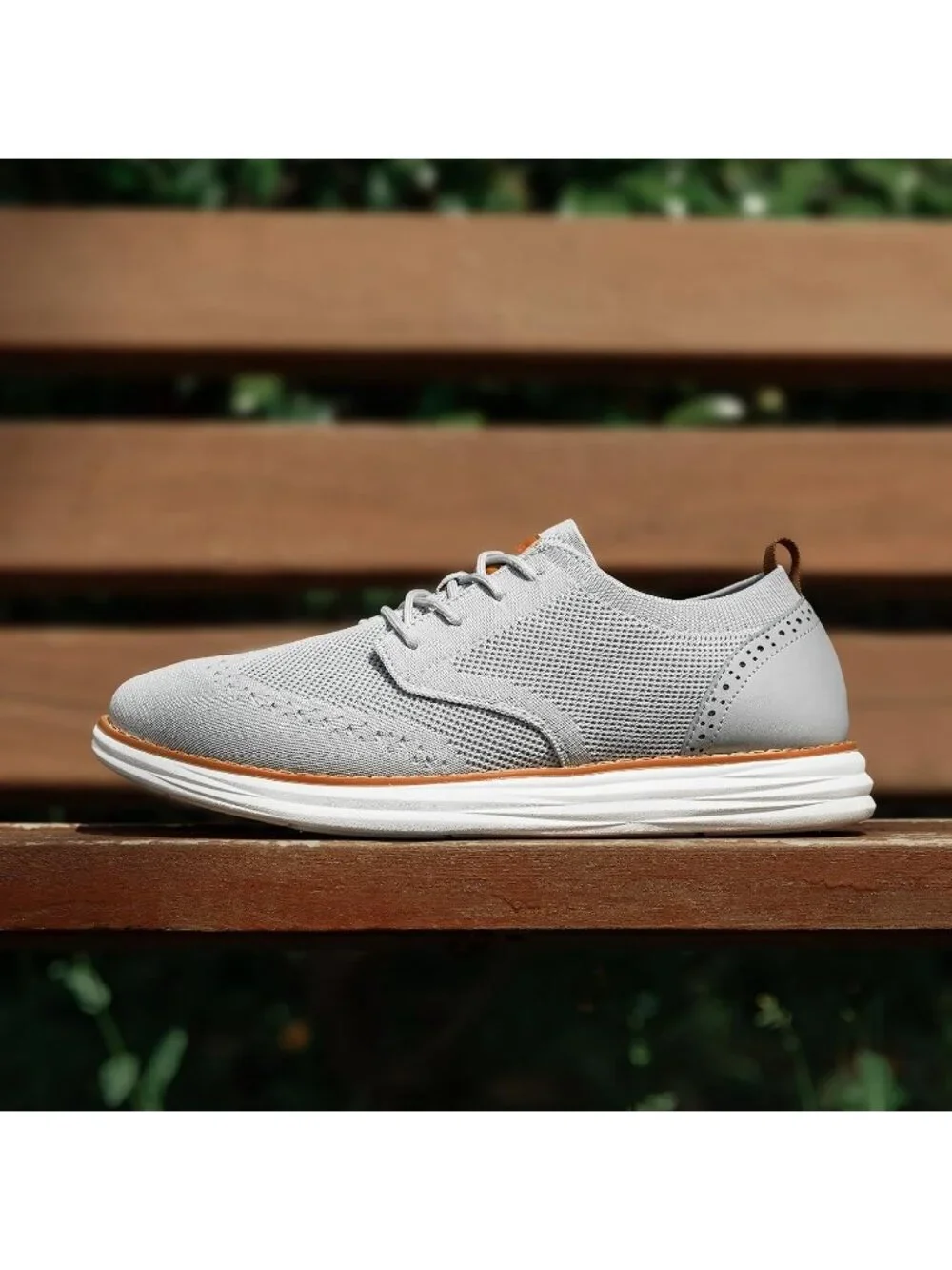 Men's Grey Knit Mesh Dress Sneakers Lace Up Casual Walking Oxford Shoes